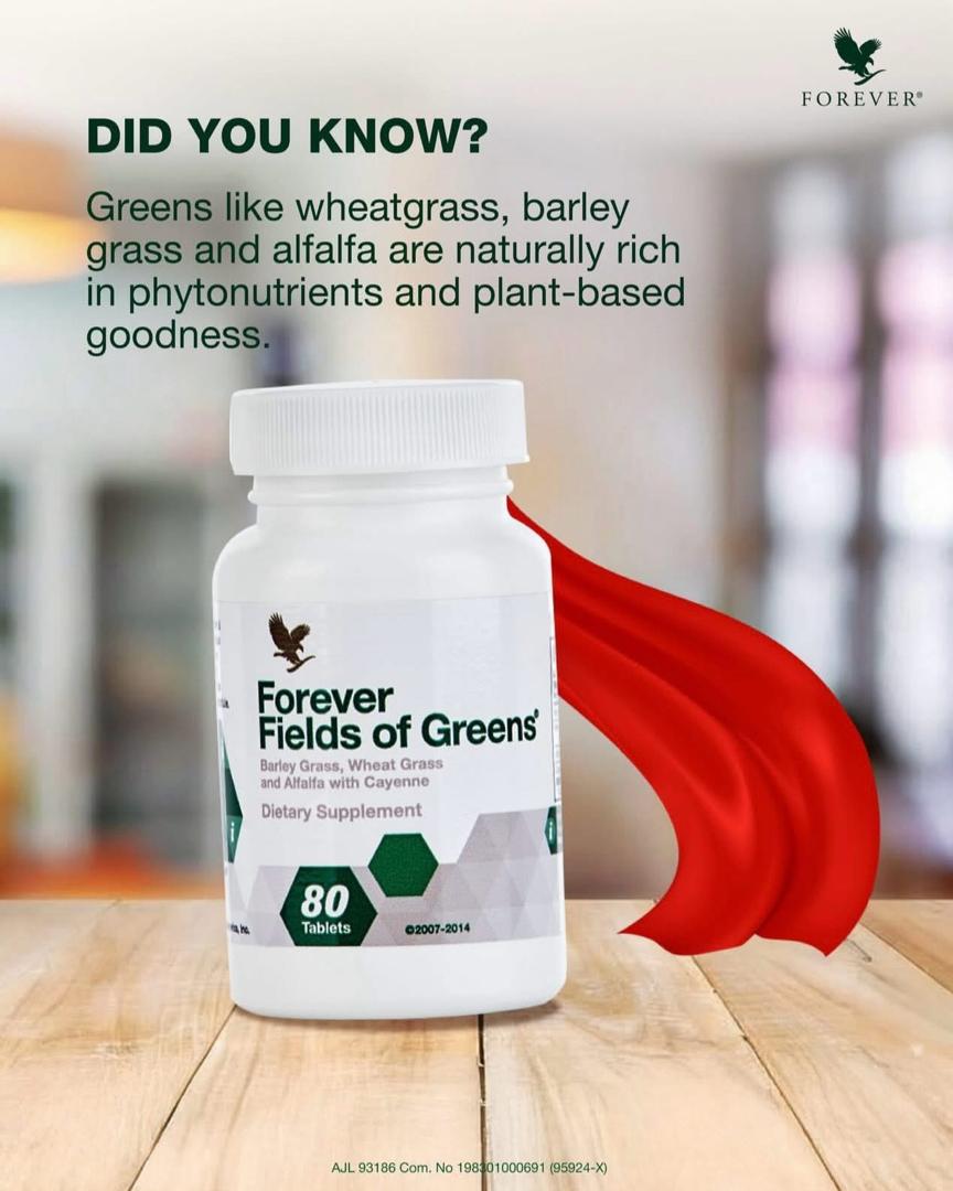 Forever Fields of Greens® is a nutrient-rich green superfood blend with barley grass, wheatgrass, and alfalfa that supports digestion, circulation, immune function, and daily energy. Vegetarian-friendly and easy to use.