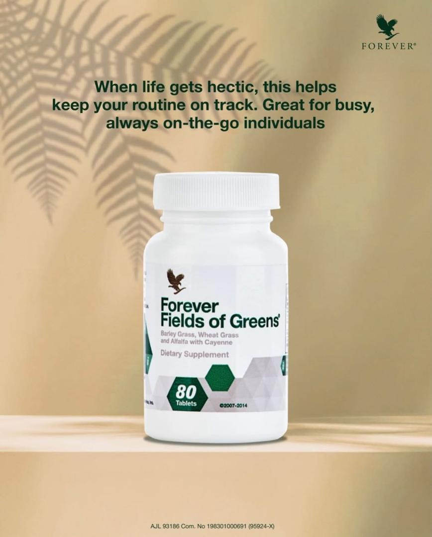 Forever Fields of Greens® is a nutrient-rich green superfood blend with barley grass, wheatgrass, and alfalfa that supports digestion, circulation, immune function, and daily energy. Vegetarian-friendly and easy to use.