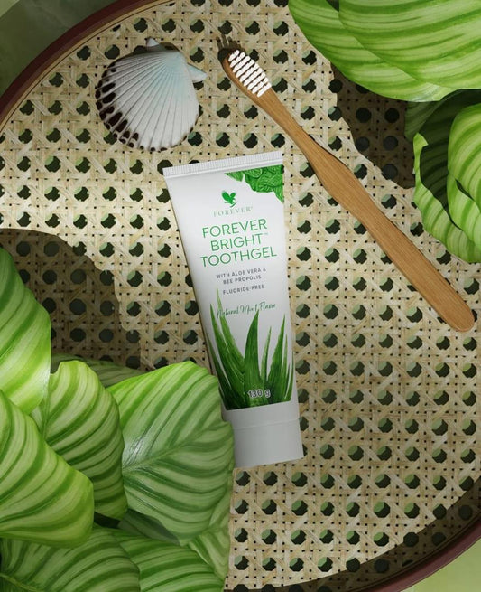 Forever Bright® Toothgel is a natural, fluoride-free toothpaste formulated with stabilized aloe vera and bee propolis. It gently cleans teeth while soothing gums, reducing irritation, and supporting overall oral health.