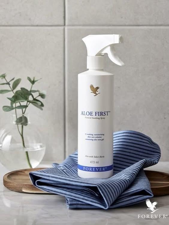 Forever Aloe First Spray, aloe vera soothing spray, Forever Living Aloe First, skin soothing mist, aloe first for burns, aloe spray for hair
